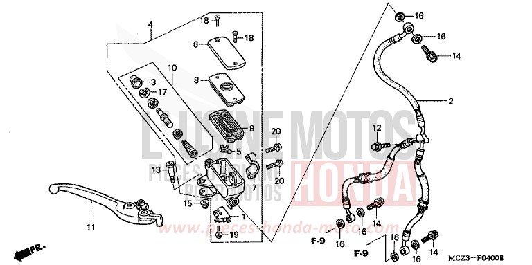 FR. BRAKE MASTER CYLINDER for Hornet 900 GRAPHITE BLACK (NHB01) from 2007